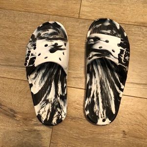 Tie Dyed Black & White Unisex Croc Sandals